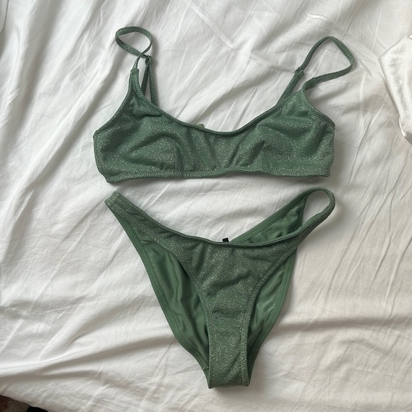 triangl swimwear Swim Triangl Green Shimmer Bikini Set Poshmark